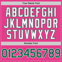 Load image into Gallery viewer, Custom Pink Kelly Green-White Bomber Full-Snap Varsity Letterman Hoodie Jacket