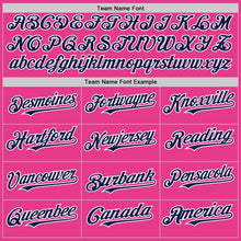 Load image into Gallery viewer, Custom Pink Navy-White Bomber Full-Snap Varsity Letterman Hoodie Jacket