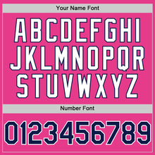 Load image into Gallery viewer, Custom Pink Navy-White Bomber Full-Snap Varsity Letterman Hoodie Jacket