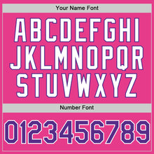 Load image into Gallery viewer, Custom Pink Purple-White Bomber Full-Snap Varsity Letterman Hoodie Jacket