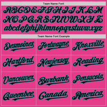 Load image into Gallery viewer, Custom Pink Black-Teal Bomber Full-Snap Varsity Letterman Two Tone Hoodie Jacket