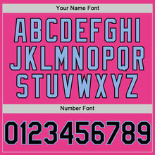 Load image into Gallery viewer, Custom Pink Black-Light Blue Bomber Full-Snap Varsity Letterman Two Tone Hoodie Jacket