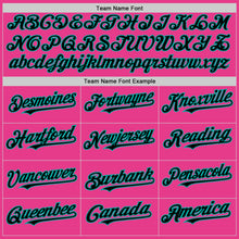 Load image into Gallery viewer, Custom Pink Black-Aqua Bomber Full-Snap Varsity Letterman Two Tone Hoodie Jacket