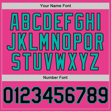 Load image into Gallery viewer, Custom Pink Black-Aqua Bomber Full-Snap Varsity Letterman Two Tone Hoodie Jacket