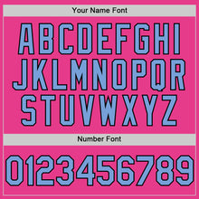 Load image into Gallery viewer, Custom Pink Light Blue-Black Bomber Full-Snap Varsity Letterman Two Tone Hoodie Jacket