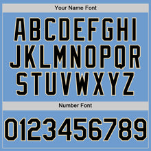 Load image into Gallery viewer, Custom Light Blue Black-Cream Bomber Full-Snap Varsity Letterman Hoodie Jacket