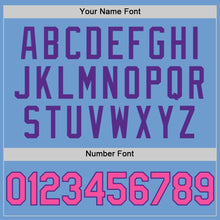 Load image into Gallery viewer, Custom Light Blue Pink Purple-Black Bomber Full-Snap Varsity Letterman Hoodie Jacket