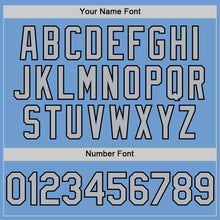 Load image into Gallery viewer, Custom Light Blue Gray-Black Bomber Full-Snap Varsity Letterman Hoodie Jacket