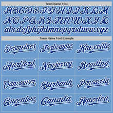 Load image into Gallery viewer, Custom Light Blue Royal-White Bomber Full-Snap Varsity Letterman Hoodie Jacket