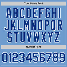 Load image into Gallery viewer, Custom Light Blue Royal-White Bomber Full-Snap Varsity Letterman Hoodie Jacket