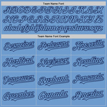 Load image into Gallery viewer, Custom Light Blue Navy Bomber Full-Snap Varsity Letterman Hoodie Jacket