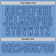 Load image into Gallery viewer, Custom Light Blue Navy Bomber Full-Snap Varsity Letterman Hoodie Jacket