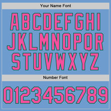 Load image into Gallery viewer, Custom Light Blue Pink-Kelly Green Bomber Full-Snap Varsity Letterman Hoodie Jacket