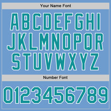 Load image into Gallery viewer, Custom Light Blue Teal-White Bomber Full-Snap Varsity Letterman Hoodie Jacket