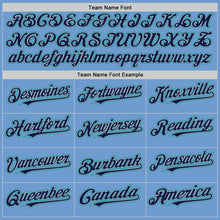 Load image into Gallery viewer, Custom Light Blue Navy Gray-Teal Bomber Full-Snap Varsity Letterman Hoodie Jacket