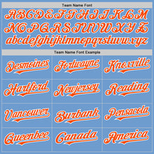 Load image into Gallery viewer, Custom Light Blue Orange-White Bomber Full-Snap Varsity Letterman Hoodie Jacket