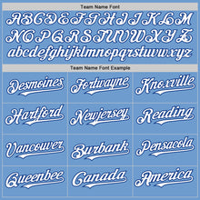 Load image into Gallery viewer, Custom Light Blue White-Royal Bomber Full-Snap Varsity Letterman Hoodie Jacket