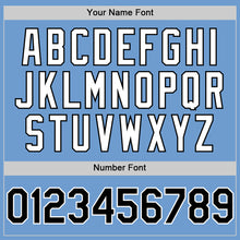 Load image into Gallery viewer, Custom Light Blue Black-White Bomber Full-Snap Varsity Letterman Hoodie Jacket