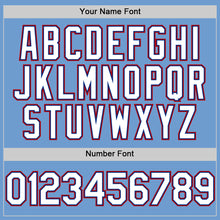 Load image into Gallery viewer, Custom Light Blue Royal-Red Bomber Full-Snap Varsity Letterman Hoodie Jacket