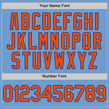 Load image into Gallery viewer, Custom Light Blue Orange-Royal Bomber Full-Snap Varsity Letterman Hoodie Jacket