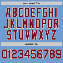 Load image into Gallery viewer, Custom Light Blue Maroon-Cream Bomber Full-Snap Varsity Letterman Hoodie Jacket