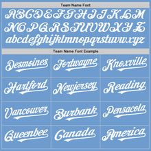 Load image into Gallery viewer, Custom Light Blue White Bomber Full-Snap Varsity Letterman Hoodie Jacket