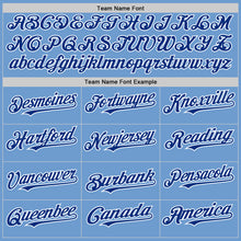 Load image into Gallery viewer, Custom Light Blue Royal-White Bomber Full-Snap Varsity Letterman Two Tone Hoodie Jacket