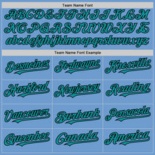 Load image into Gallery viewer, Custom Light Blue Teal-Black Bomber Full-Snap Varsity Letterman Two Tone Hoodie Jacket