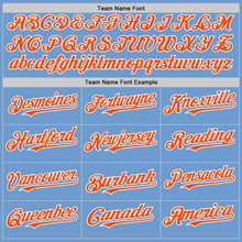 Load image into Gallery viewer, Custom Light Blue Orange-White Bomber Full-Snap Varsity Letterman Two Tone Hoodie Jacket