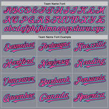 Load image into Gallery viewer, Custom Gray Sky Blue Black-Pink Bomber Full-Snap Varsity Letterman Hoodie Jacket