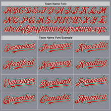 Load image into Gallery viewer, Custom Gray Kelly Green-Red Bomber Full-Snap Varsity Letterman Hoodie Jacket