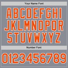 Load image into Gallery viewer, Custom Gray Orange-White Bomber Full-Snap Varsity Letterman Hoodie Jacket