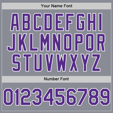 Load image into Gallery viewer, Custom Gray Purple-White Bomber Full-Snap Varsity Letterman Hoodie Jacket