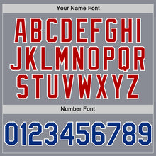 Load image into Gallery viewer, Custom Gray Royal-Red Bomber Full-Snap Varsity Letterman Two Tone Hoodie Jacket