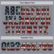 Load image into Gallery viewer, Custom Gray Vintage USA Flag Olive Black City Cream-Crimson Bomber Full-Snap Varsity Letterman Two Tone Hoodie Jacket