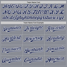 Load image into Gallery viewer, Custom Gray Navy-White Bomber Full-Snap Varsity Letterman Two Tone Hoodie Jacket