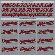 Load image into Gallery viewer, Custom Gray Crimson Black-City Cream Bomber Full-Snap Varsity Letterman Two Tone Hoodie Jacket