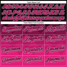 Load image into Gallery viewer, Custom Black Hot Pink-White Gradient Square Shape 3D Pattern Design Bomber Full-Snap Varsity Letterman Hoodie Jacket