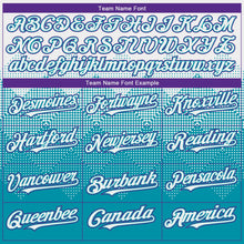 Load image into Gallery viewer, Custom White Teal-Purple Gradient Square Shape 3D Pattern Design Bomber Full-Snap Varsity Letterman Hoodie Jacket