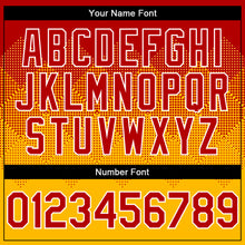 Load image into Gallery viewer, Custom Red Gold-White Gradient Square Shape 3D Pattern Design Bomber Full-Snap Varsity Letterman Hoodie Jacket