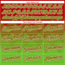 Load image into Gallery viewer, Custom Red Aurora Green-White Gradient Square Shape 3D Pattern Design Bomber Full-Snap Varsity Letterman Hoodie Jacket