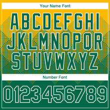 Load image into Gallery viewer, Custom Gold Kelly Green-White Gradient Square Shape 3D Pattern Design Bomber Full-Snap Varsity Letterman Hoodie Jacket