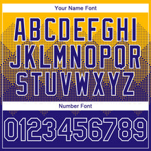 Load image into Gallery viewer, Custom Gold Dark Purple-White Gradient Square Shape 3D Pattern Design Bomber Full-Snap Varsity Letterman Hoodie Jacket