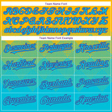 Load image into Gallery viewer, Custom Gold Lakes Blue-Purple Gradient Square Shape 3D Pattern Design Bomber Full-Snap Varsity Letterman Hoodie Jacket