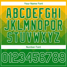 Load image into Gallery viewer, Custom Gold Grass Green-White Gradient Square Shape 3D Pattern Design Bomber Full-Snap Varsity Letterman Hoodie Jacket