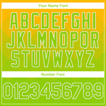 Load image into Gallery viewer, Custom Gold Neon Green-White Gradient Square Shape 3D Pattern Design Bomber Full-Snap Varsity Letterman Hoodie Jacket