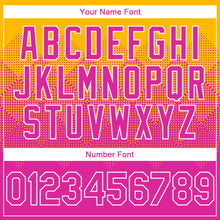 Load image into Gallery viewer, Custom Gold Deep Pink-White Gradient Square Shape 3D Pattern Design Bomber Full-Snap Varsity Letterman Hoodie Jacket