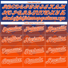 Load image into Gallery viewer, Custom Royal Orange-White Gradient Square Shape 3D Pattern Design Bomber Full-Snap Varsity Letterman Hoodie Jacket