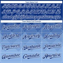 Load image into Gallery viewer, Custom Royal Light Blue-White Gradient Square Shape 3D Pattern Design Bomber Full-Snap Varsity Letterman Hoodie Jacket