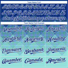 Load image into Gallery viewer, Custom Royal Ice Blue-White Gradient Square Shape 3D Pattern Design Bomber Full-Snap Varsity Letterman Hoodie Jacket